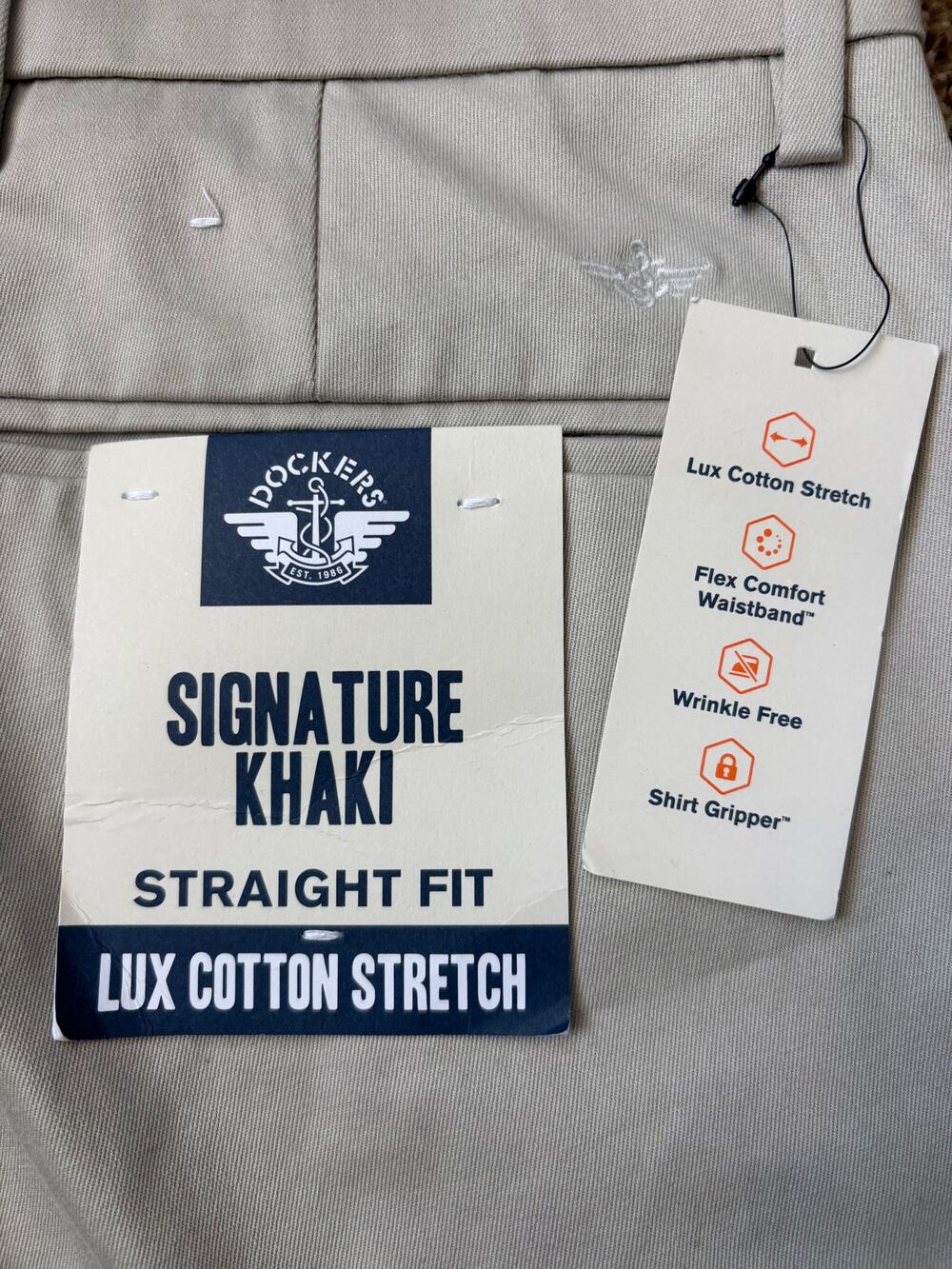 NWT Dockers Signature Khaki Straight Fit Lux Cotton Stretch Pants Size 36x34